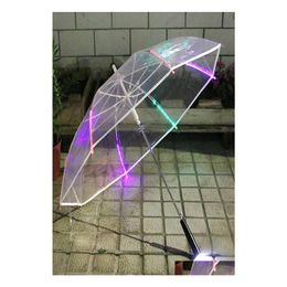 Umbrellas Led Light Umbrella Colorf Luminous Transparent Creative Small Fresh Straight Advertising Drop Delivery Home Garden Househo Dhwzb