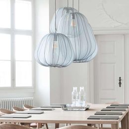 Pendant Lamps Nordic Led Fabric Lamp For Dining Room Living Villa Lights Creative Japanese-style Decor Hanging