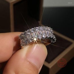 Wedding Rings 2023 Silver Color Women Half Circle Brilliant Cubic Zirconia Delicate Gifts Lady Trendy Jewelry