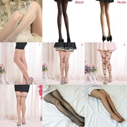 Mulheres meias 1 par feminina de meias sexy de meia -calça em inglês tatuagem tatuagem jacquard para feminino