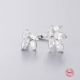 Cluster Rings 2023Fashion Charm Pure 925 Silver Original 1:1 Copy Small Fresh Branch Shape Fashion Wild Ring Female Luxury Jewellery Gifts