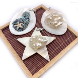 Pendant Necklaces Natural Freshwater Shell Pentagram Inlaid Crystal Pearl Colour Abalone Exquisite Jewellery Necklace Bracelet