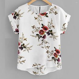 Women's Polos Summer Fashion Floral Print Blouse Pullover Ladies O-Neck Tee Tops Female Women's Short Sleeve Shirt Blusas Femininas