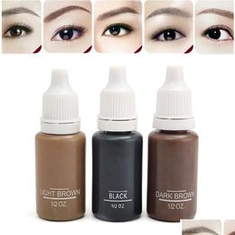 Tattoo Inks Wholesale 3Pcs/Lot Ink 3 Different Colours For Permanent Makeup Tattooing Eyebrow Eyeliner Lip 15Ml Cosmetic Manual Dhcnr