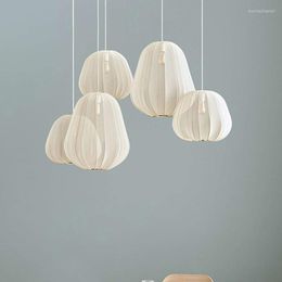 Pendant Lamps Modern Led Fabric Lamp For Dining Room Living Villa Lights Creative Japanese-style Decor Hanging