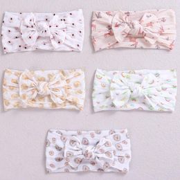 Hair Accessories Cartoon Printing Headband For Baby Girls Soft Elastic Bands Kids Cute Bow Nylon Traceless Kawaii