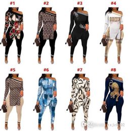 2023 Spring Fall Designer Tracksuits For Women Sexy Off Shoulder Long Sleeved Split Tops And Pants Outfits 2 Piece Matching Sets