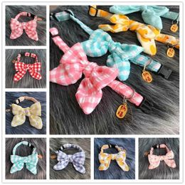 Dog Collars Dot Pattern Pet Cat Collar Bowknot Puppy Chihuahua Necklace With Bell Adjustable Safety Buckle Cats Bow Tie Pets Accessories