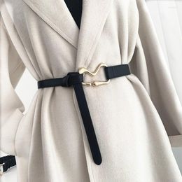 Belts Women's PU Leather Thin Belt Fashion Metal Ring Buckle Bow Decoration Ladies Waistband For Wedding Dress Overcoat