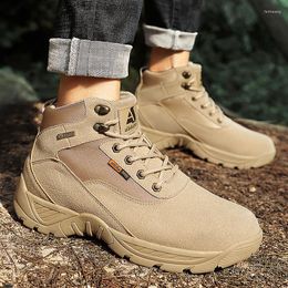 Boots Military Ankle Men Suede Leather Casual Camping Hunting Shoes Outdoor Mens Tactical Desert Botas Militares Khaki Bot