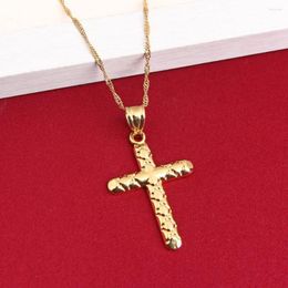 Pendant Necklaces Jesus Cross Necklace Fashion Christian Crucifix 24K Jewellery Men Religious Russia Greece