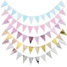 Party Decoration 5m Flag Banner Paper Pennant Bunting Garland Banners Curtain For Girl Boy Baby Shower Wedding Birthday Supplies