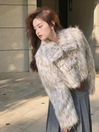 Women's Fur Autumn Winter Women Faux Coats Fashion Short Warm Furry Coat Tops Sexy Leopard Plush Jackets For Cute Lapel Overcoat