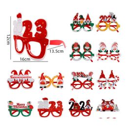 Party Favour 2023 Christmas Glasses Frame Decorations P O Props Snowman Elk Gifts Kids Adt Happy Hour Drop Delivery Home Garden Festi Dhomu
