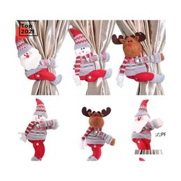 Party Favor Christmas Decor Creative Curtain Buckle Cartoon Doll Decoration Ornaments Home Restaurant Decorations Santa Window Penda Dhaez