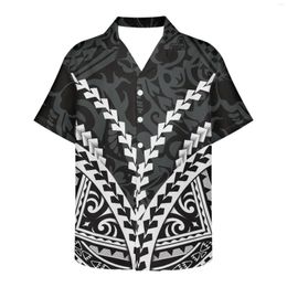 Men's Casual Shirts Men's Shirt Polynesian Moroccan Totem Print Fit Short Sleeved Fashion Single Breasted Summer Lapel Top