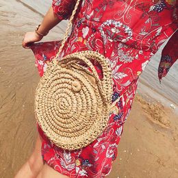 Diaper Bags Mini Vintage Round Paper Beach MOM Bag Handmade Straw Girls Circle Rattan Small