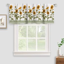 Kitchen Curtain Valance and Sunflower Rod Pocket Curtain Insulated Blackout Drape Short Cafe Curtains for Kitchen Bathroom or Small Window 52" W x 18" L