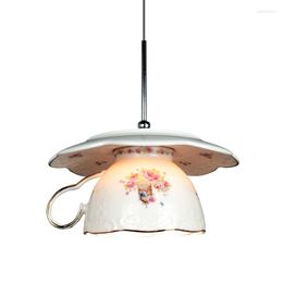 Pendant Lamps Ins Pink Flower Cup Lights Led Modern Dining Room Hanging Lamp Kitchen Indoor Lighting Fixture Home Decor Loft Luminaire
