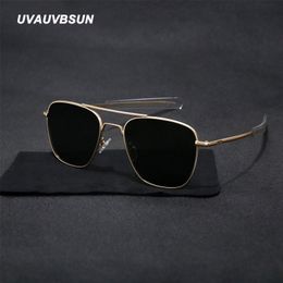 Sunglasses Frames UVAUVBSUN Vintage Double Beam Metal Frame Sunglasses for Men Luxury Polarized Light Oval Pilot Sun Glass De Sol 230113