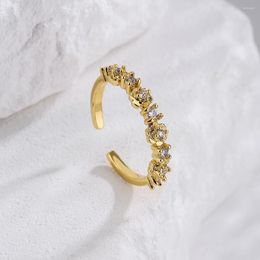 Wedding Rings BUY 2023 Gold Colour Copper For Elegant Women Luxury Cubic Zirconia Female Engagement Jewellery