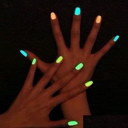 Nail Polish Wholesale 10Pcs Neon Fluorescent Nontoxic Set Glow In The Dark Varnish Lacquer Paint Art Glo Dhh5Q