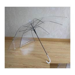 Umbrellas 50Pcs Wholesale Transparent Mticolor Clear Pvc Long Handle Rainproof Drop Delivery Home Garden Household Sundries Dh5Fk