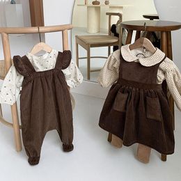 Girl Dresses 2023 Spring Baby Girls Corduroy Suspenders Solid Colour Sleeveless Party Dress Toddler Kids Winter Princess