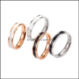 Band Rings Charm Matte Groove Women Men Polished Stainless Steel Ring Convention Jewelry Wedding Valentine Gift Drop Delivery Otl4L