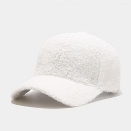 Ball Caps Trendy Sun Hat Adjustable Artificial Lamb Wool Unisex Baseball Cap Pure Colour Windproof