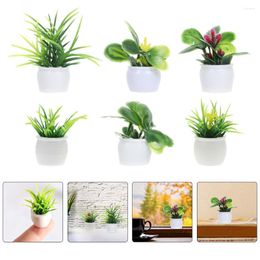 Decorative Flowers Plantminiature Bonsai Potted Flowerpots Minimicro Green Fake Figurines Pot Decoration Accessories Miniatures Model