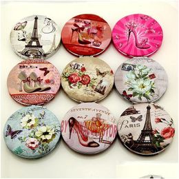 Compact Mirrors Wholesale Portable Double Sides Pocket Make Up Mirror Stainless Steel Frame Eiffel Tower Cosmetic Makeup Mini Beauty Dhi9I