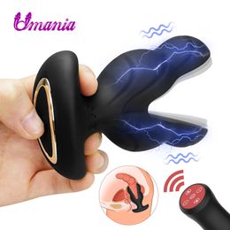 Anal Toys Electric Shock Vibrator for Men Women Wireless Remote Control Plug Prostate Massager Masturbator Adult Sex 18 230113