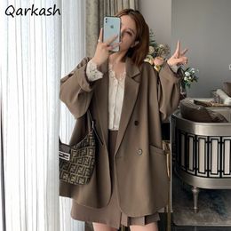 Womens Suits Blazers Blazers Women Korean Stylish Pure Notched Loose Female Street Style Outwear Aesthetic Harajuku Vintage Allmatch Preppy Casual 230113