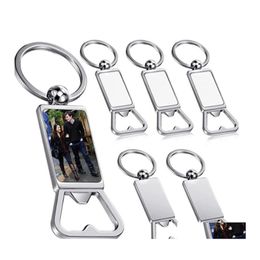 Party Favor Sublimation Blank Beer Bottle Opener Keychain Metal Heat Transfer Corkscrew Key Ring Household Kitchen Tool Dhs Drop Del Dh8Fa