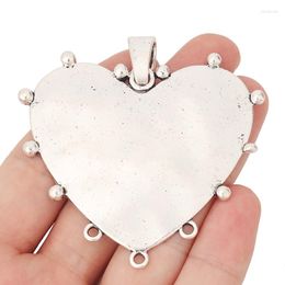 Pendant Necklaces 3 X Silver Color Large Smooth Heart Connectors Charms Pendants For Jewelry Making Findings 67x65mm