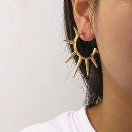 Hoop Earrings Punk Thorns Tapered Rivets For Unisex Exaggerated Cool Trend Dark Hip Hop Personality Fashion Jewellery