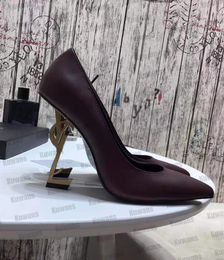 Opyum pompalar yüksek topuk sandalet kadınlar seksi lüks tasarımcı metal mektuplar açık ayak parmağı stiletto patent deri yaz plaj partisi düğün 35-41