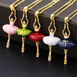 Pendant Necklaces European And American Trend Niche Design Ins Sen Series Fashion Enamel Glaze Candy Multicolor Classic Ballet Girl Long Nec