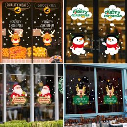 Wall Stickers 2023 Cute Elk Christmas Window Glass Festival Decals Santa Murals Year Decorations For Home