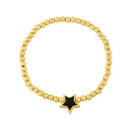 Link Bracelets Chain Simple Fashion 2023 Novel Pentagram Charms Beaded Bracelet Gold Stretch Ball For Women Girls Wedding Surprise Gift