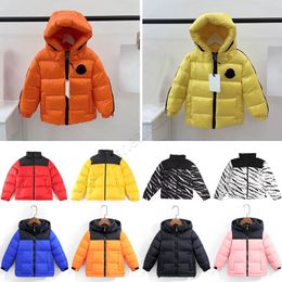 Boys Girls Down Coat 2022 NEW Filled Puffer Jacket Hooded Parka Jackets Black Royal Blue Pink Yellow Body Warmer 700 Outer Coat Kid Children