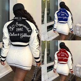 Womens Jackets Varsity Baseball Bomber Jacket Hip Hop Harajuku Letterman Patchwork Leather Jackets Y2K Streetwear College Coats Top Women 2023 230114