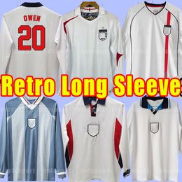 Long sleeve England soccer jerseys Blackout BECKHAM GASCOIGNE OWEN GERRARD Retro football shirt BARNES FOWLER ROBSON SCHOLES505 07 94 96 1998 2002 94 96 98 02 06 06 02