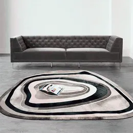 Carpets Streamlined Grey Carpet Horsehair Pattern Printed Floor Mat Black And White Personality Postmodern Living Room Round RugsCarpets