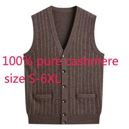 Men's Vests Autumn Winter Cardigan Men Sweater Single Breasted Casual V-neck Computer Knitted Vest Sleeveless Thick Plus Size S-5XL 6XL