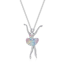 Pendant Necklaces Ballerina Ballet Dancer Dancing Girl Colorful Tutu Necklace Jewelry Colar Feminino