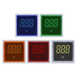 Indicator Light 22mm LED Square Digital Voltmeter Ammeter Current Metre Voltage Tester AC60-500V 0-100A Lamp Pilot