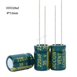 20pcs 220UF 35V 105C Capacensador electrolítico de baja impedancia de alta frecuencia 220UF 8x12 mm de aluminio 20%