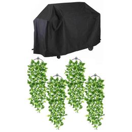 Decorative Flowers & Wreaths 4Pcs Artificial Hanging Plants Fake Ivy Vine With Waterproof BBQ Grill Cover Barbeque